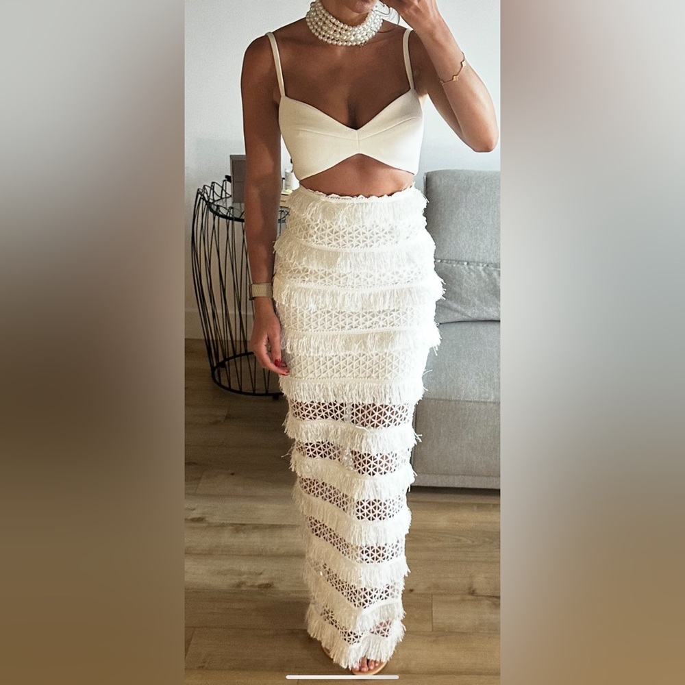 Lexi Chic White Crochet Maxi dress petite